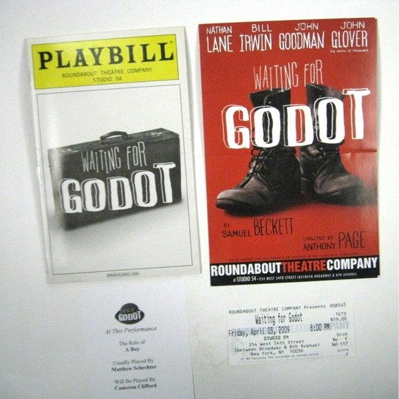 Waiting for Godot Playbill 2009 Roundabout Theatre Ticket Nathan Lane Bill Irwin - Picture 1 of 11